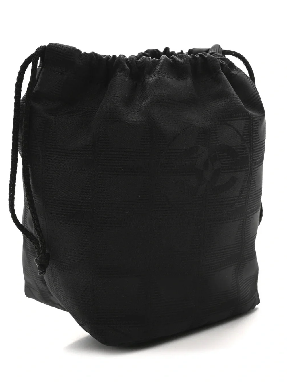 CHANEL Nylon Travel Drawstring Bag Black